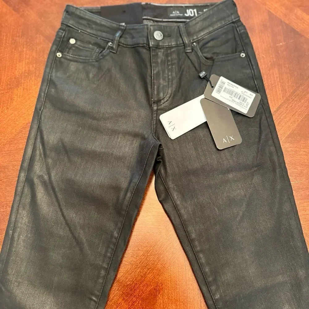 Armani Exchange Women’s J01 skinny mid rise glow jeans in black size 26 R, NWT